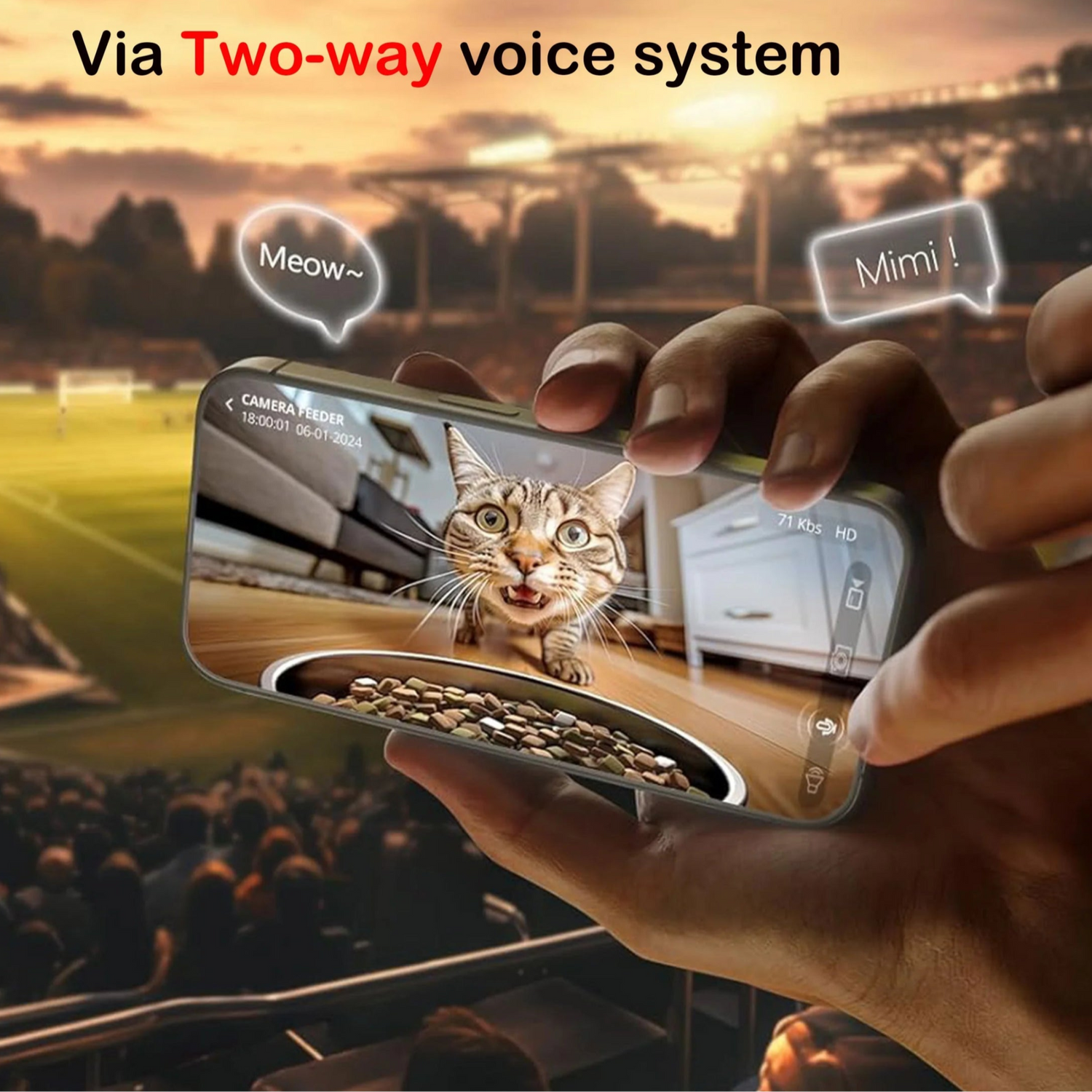 Automatic Cat Feeder with 1080P Camera Video Cat Food Dispenser Pet Smart Voice Recorder Remote Control Auto Feeder for Cat Dog